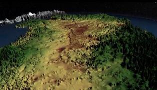 Reconstructie van de canyon onder het ijs. Bron: Nasa